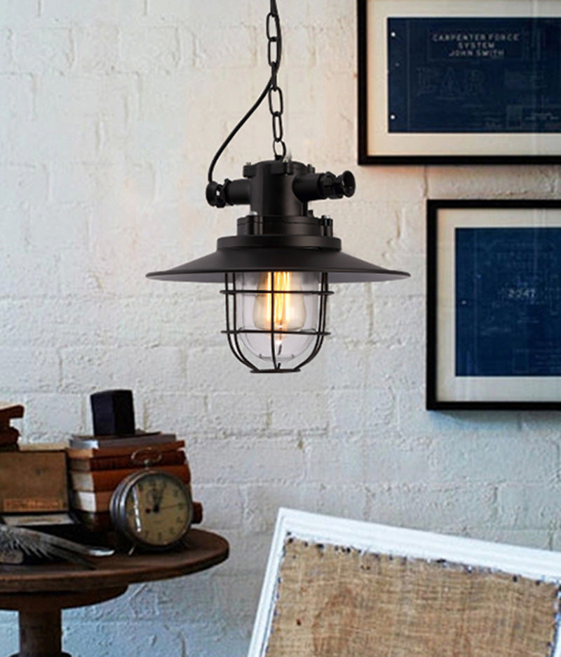 Metal Black Pendant Ceiling Light Cage Shade Industrial Pendant Light Fixture for Restaurant Clearhalo 'Ceiling Lights' 'Pendant Lights' 'Pendants' Lighting' 2602632