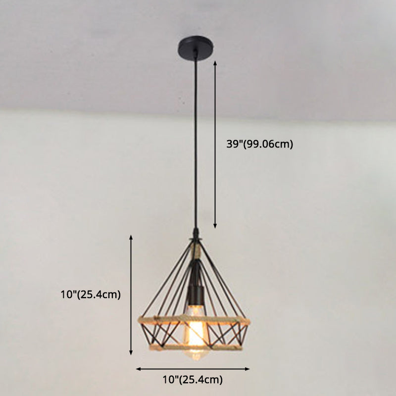 Metal Commercial Pendant Lighting Vintage Black Diamond Restaurant Pendant Lighting Clearhalo 'Ceiling Lights' 'Pendant Lights' 'Pendants' Lighting' 2602682