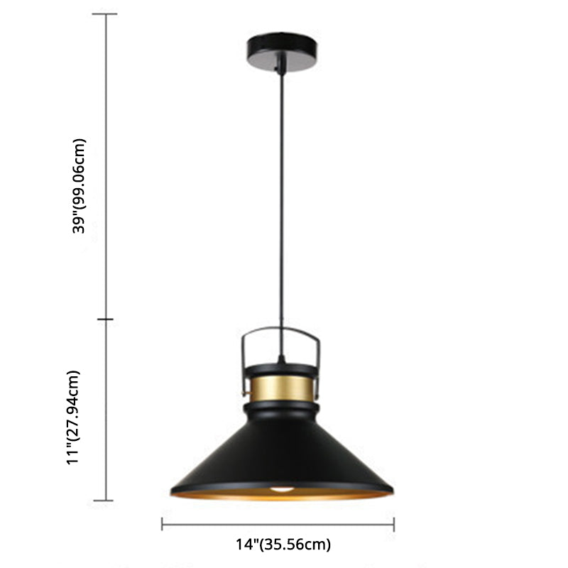 Industrial Style Cone Shaped Pendant Lighting Metal Hanging Pendant Light in Black Clearhalo 'Ceiling Lights' 'Pendant Lights' 'Pendants' Lighting' 2602700