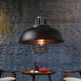 Metal Covered Cage Pendant Ceiling Light Industrial Dinning Room Hanging Ceiling Light in Black Clearhalo 'Ceiling Lights' 'Pendant Lights' 'Pendants' Lighting' 2602703