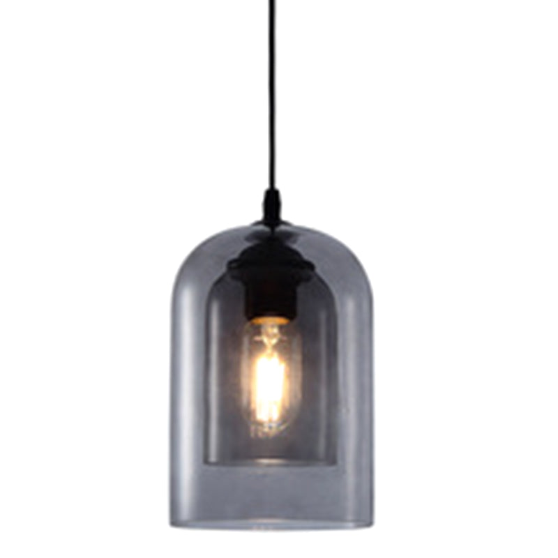 Glass Cylindrical Pendant Lighting Modern Style Hanging Pendant Light for Dinning Room Smoke Gray Clearhalo 'Ceiling Lights' 'Pendant Lights' 'Pendants' Lighting' 2602741