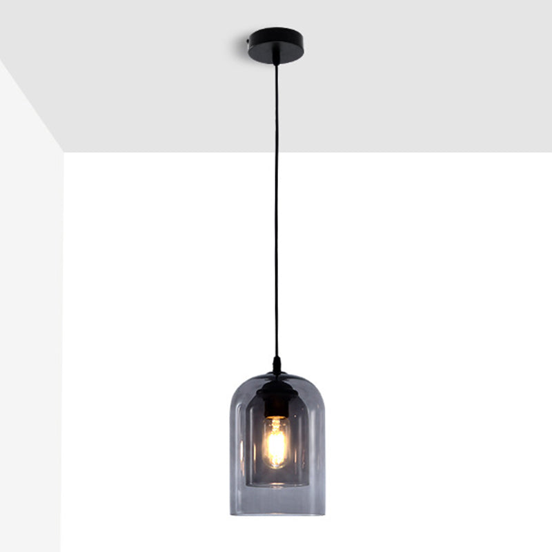 Glass Cylindrical Pendant Lighting Modern Style Hanging Pendant Light for Dinning Room Clearhalo 'Ceiling Lights' 'Pendant Lights' 'Pendants' Lighting' 2602742