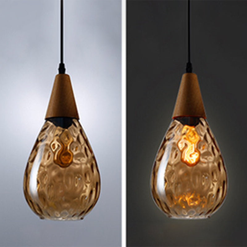 Nordic Style Teardrop Pendant Ceiling Light Glass Dinning Room Hanging Light Kit Amber Clearhalo 'Ceiling Lights' 'Pendant Lights' 'Pendants' Lighting' 2602753