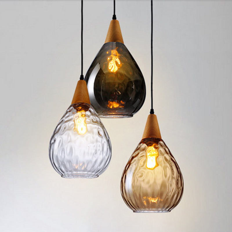 Nordic Style Teardrop Pendant Ceiling Light Glass Dinning Room Hanging Light Kit Clearhalo 'Ceiling Lights' 'Pendant Lights' 'Pendants' Lighting' 2602756