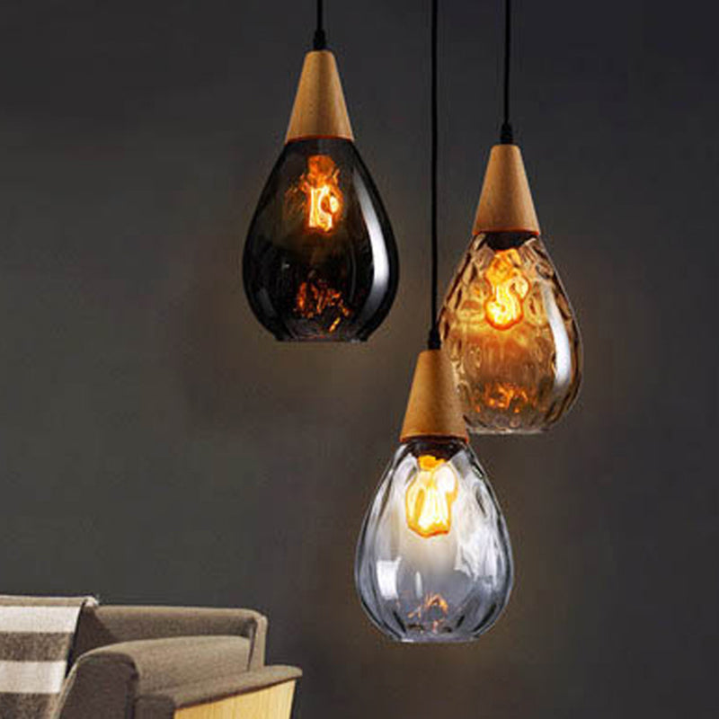 Nordic Style Teardrop Pendant Ceiling Light Glass Dinning Room Hanging Light Kit Clearhalo 'Ceiling Lights' 'Pendant Lights' 'Pendants' Lighting' 2602760