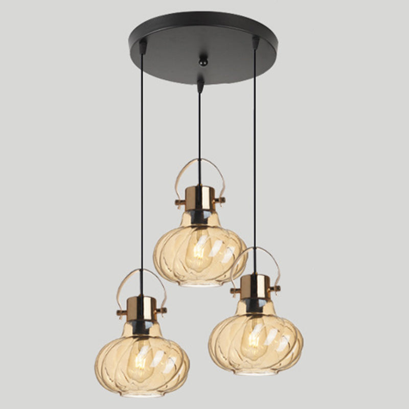 Dinning Room Pendant Light Fixture Modern Down Lighting with Pumpkin Glass Shade Clearhalo 'Ceiling Lights' 'Pendant Lights' 'Pendants' Lighting' options 2602768