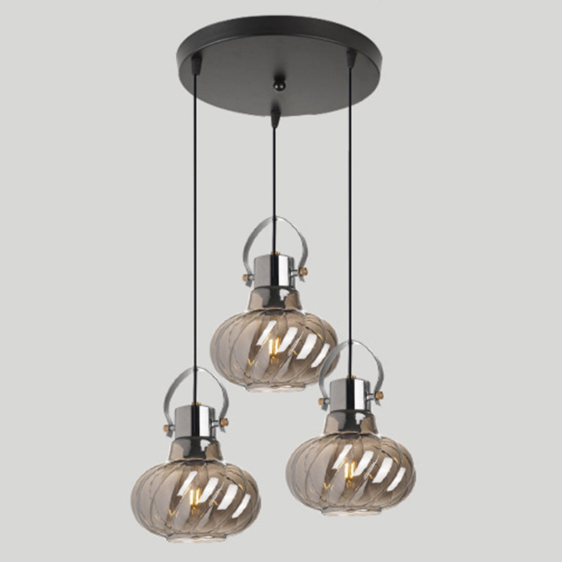 Dinning Room Pendant Light Fixture Modern Down Lighting with Pumpkin Glass Shade Clearhalo 'Ceiling Lights' 'Pendant Lights' 'Pendants' Lighting' options 2602769