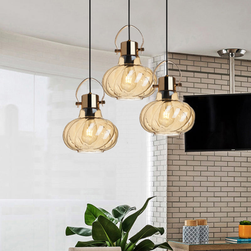 Dinning Room Pendant Light Fixture Modern Down Lighting with Pumpkin Glass Shade Clearhalo 'Ceiling Lights' 'Pendant Lights' 'Pendants' Lighting' options 2602770