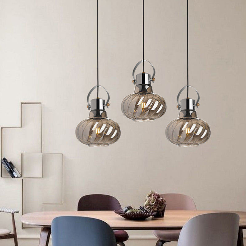 Dinning Room Pendant Light Fixture Modern Down Lighting with Pumpkin Glass Shade Clearhalo 'Ceiling Lights' 'Pendant Lights' 'Pendants' Lighting' options 2602774