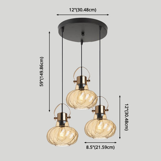 Dinning Room Pendant Light Fixture Modern Down Lighting with Pumpkin Glass Shade Clearhalo 'Ceiling Lights' 'Pendant Lights' 'Pendants' Lighting' options 2602776