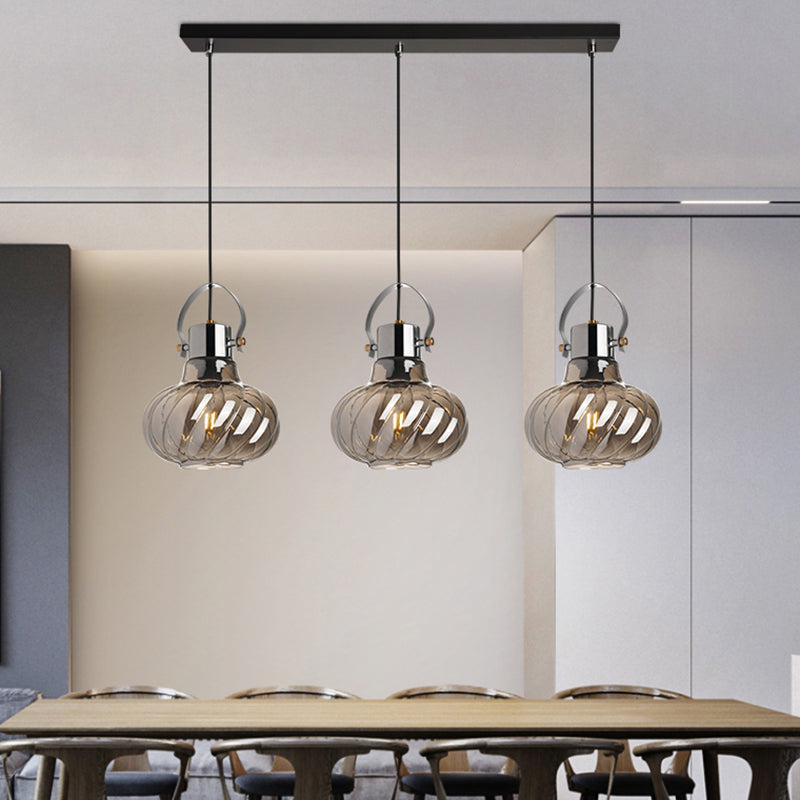 Dinning Room Pendant Light Fixture Modern Down Lighting with Pumpkin Glass Shade Clearhalo 'Ceiling Lights' 'Pendant Lights' 'Pendants' Lighting' options 2602780