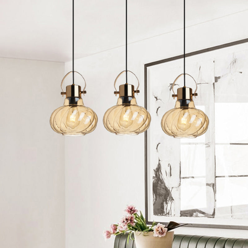 Dinning Room Pendant Light Fixture Modern Down Lighting with Pumpkin Glass Shade Clearhalo 'Ceiling Lights' 'Pendant Lights' 'Pendants' Lighting' options 2602781