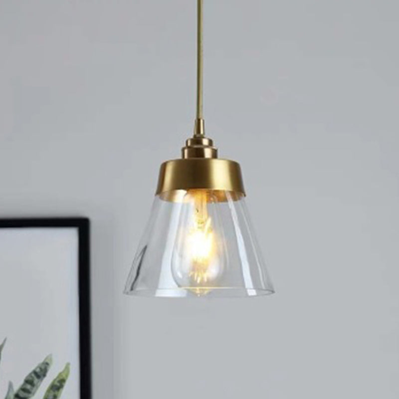 Glass Tapered Hanging Light Fixture Contemporary Pendant Lighting Fixture in Gold Clearhalo 'Ceiling Lights' 'Pendant Lights' 'Pendants' Lighting' options 2602802