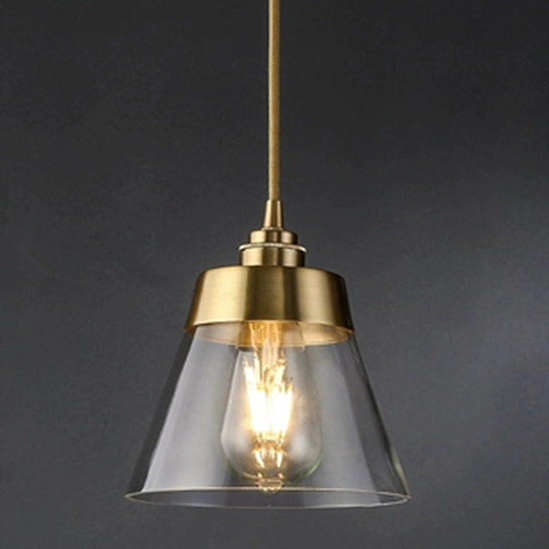 Glass Tapered Hanging Light Fixture Contemporary Pendant Lighting Fixture in Gold Clearhalo 'Ceiling Lights' 'Pendant Lights' 'Pendants' Lighting' options 2602804