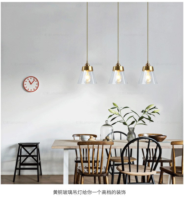 Glass Tapered Hanging Light Fixture Contemporary Pendant Lighting Fixture in Gold Clearhalo 'Ceiling Lights' 'Pendant Lights' 'Pendants' Lighting' options 2602807