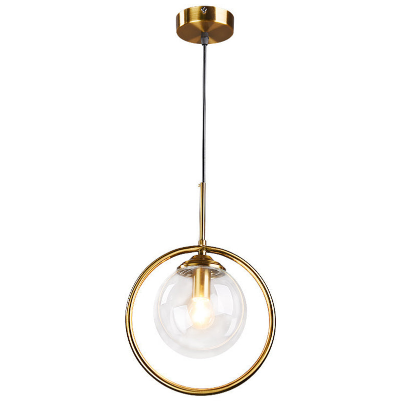 Spherical Pendant Lighting Contemporary Style Glass Clear Pendant Light Fixture for Bedroom Clearhalo 'Ceiling Lights' 'Pendant Lights' 'Pendants' Lighting' options 2602812