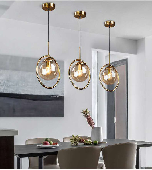 Spherical Pendant Lighting Contemporary Style Glass Clear Pendant Light Fixture for Bedroom Clearhalo 'Ceiling Lights' 'Pendant Lights' 'Pendants' Lighting' options 2602817