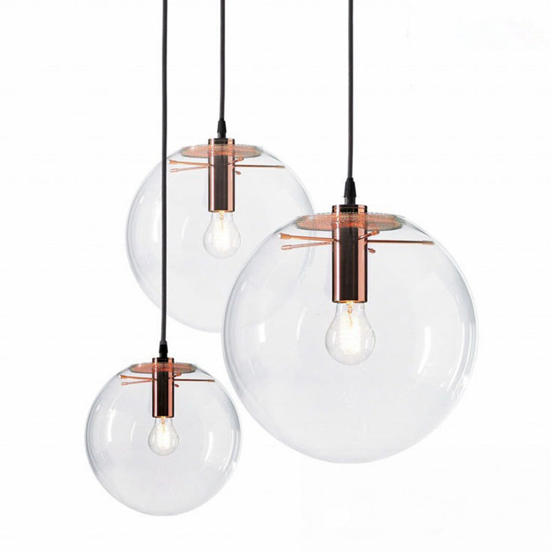 Minimalist Style Globe Ceiling Pendant Light Glass Dinning Room Hanging Pendant Light Rose Gold Clearhalo 'Ceiling Lights' 'Pendant Lights' 'Pendants' Lighting' options 2602820_f614f757-f839-4f45-806b-24cb93efd6cb