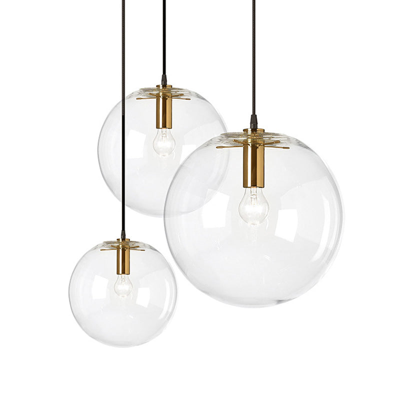 Minimalist Style Globe Ceiling Pendant Light Glass Dinning Room Hanging Pendant Light Gold Clearhalo 'Ceiling Lights' 'Pendant Lights' 'Pendants' Lighting' options 2602821_51103444-076e-4c5d-a645-be28d043bb8d