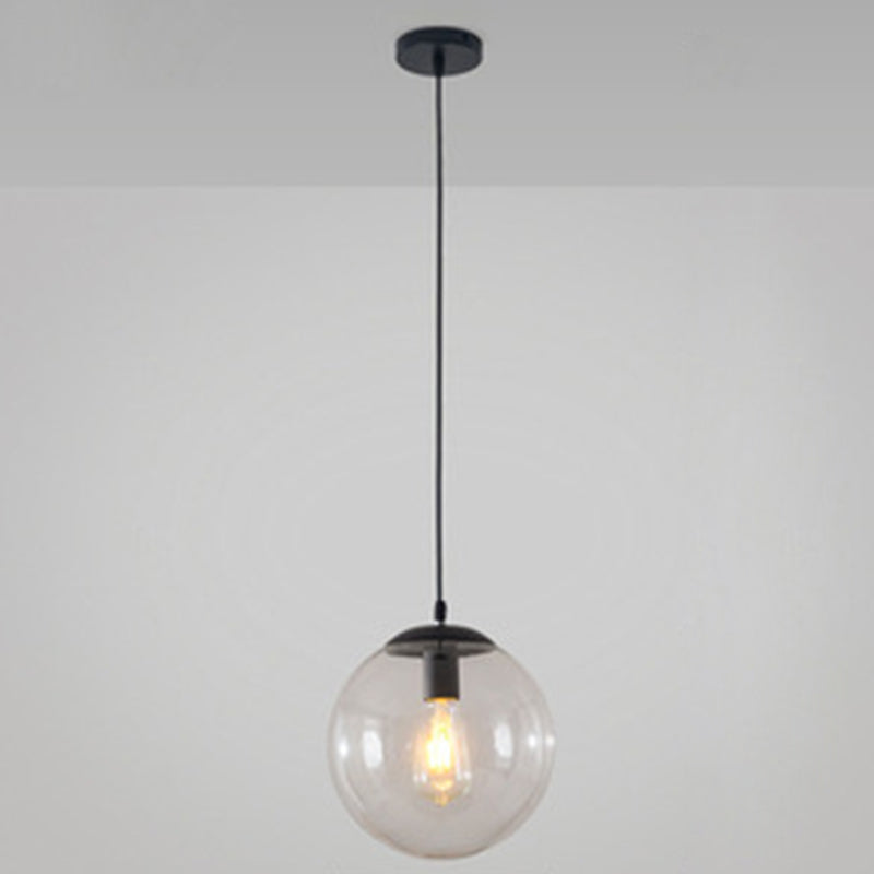 Restaurant Pendant Lighting Fixture Minimalist Style Pendant Ceiling Light with Orb Glass Shade Black 8" Clearhalo 'Ceiling Lights' 'Pendant Lights' 'Pendants' Lighting' 2602844_94fd8247-bb0d-4bdb-b02e-73cb33362a9f