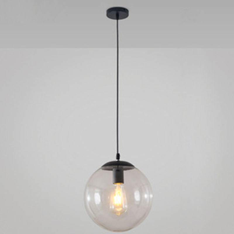 Restaurant Pendant Lighting Fixture Minimalist Style Pendant Ceiling Light with Orb Glass Shade Black 10" Clearhalo 'Ceiling Lights' 'Pendant Lights' 'Pendants' Lighting' 2602846_e0125c34-3d28-40a3-a72f-1326afd4eb2c