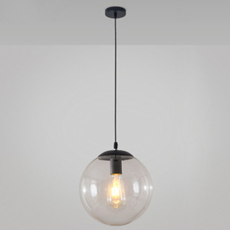 Restaurant Pendant Lighting Fixture Minimalist Style Pendant Ceiling Light with Orb Glass Shade Black 12" Clearhalo 'Ceiling Lights' 'Pendant Lights' 'Pendants' Lighting' 2602847_3aae7b7a-9367-4047-b3fa-c690bc5d96d6