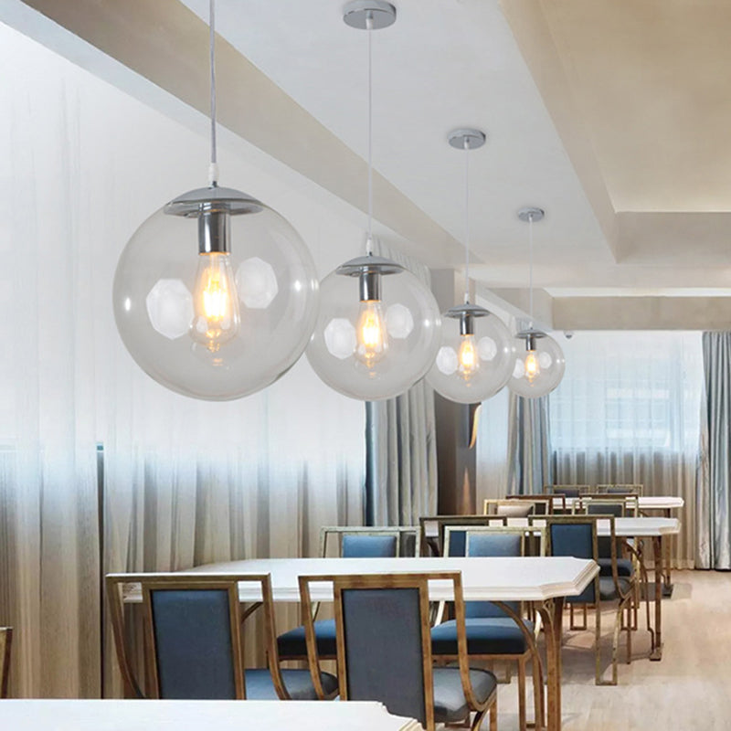 Restaurant Pendant Lighting Fixture Minimalist Style Pendant Ceiling Light with Orb Glass Shade Clearhalo 'Ceiling Lights' 'Pendant Lights' 'Pendants' Lighting' 2602848