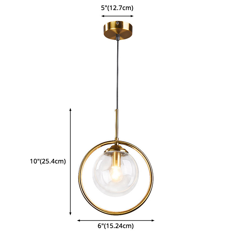 Spherical Pendant Lighting Contemporary Style Glass Clear Pendant Light Fixture for Bedroom Clearhalo 'Ceiling Lights' 'Pendant Lights' 'Pendants' Lighting' options 2602887