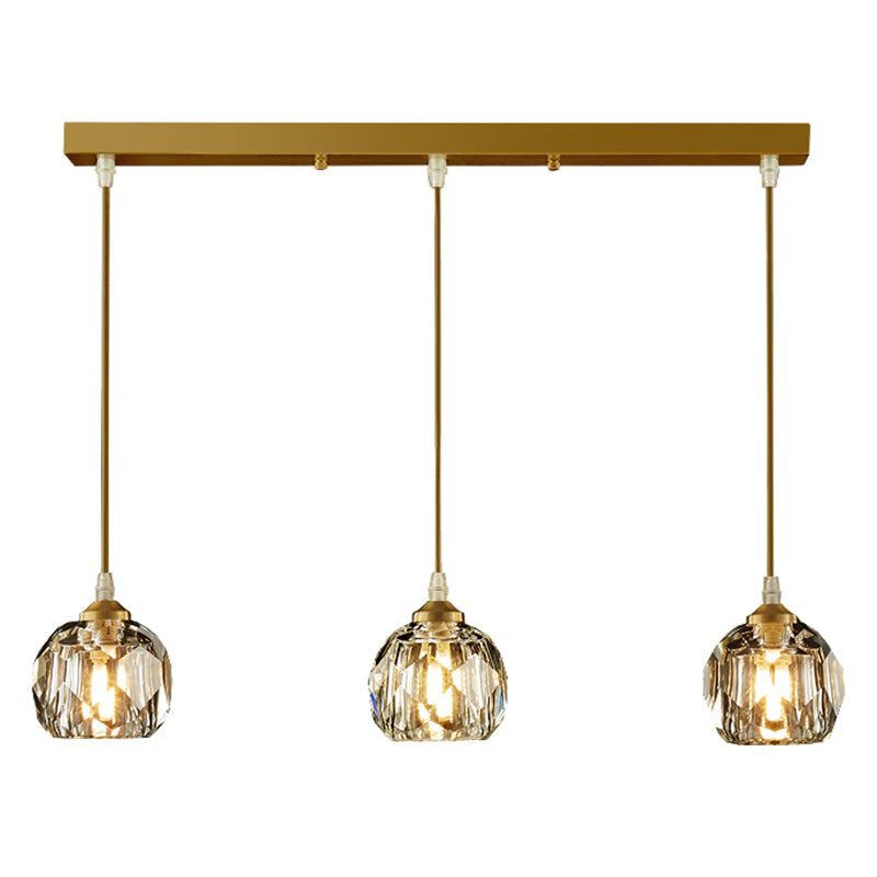 Crystal Geometric Pendant Lighting Fixture Modern LED Gold Suspension Pendant Light Gold Clearhalo 'Ceiling Lights' 'Pendant Lights' 'Pendants' Lighting' 2602921_9ce9beff-46a3-404c-9883-b5e165f9a412