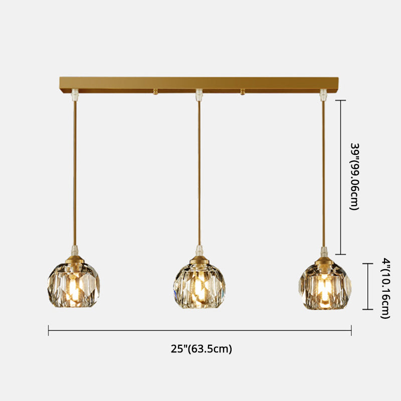 Crystal Geometric Pendant Lighting Fixture Modern LED Gold Suspension Pendant Light Clearhalo 'Ceiling Lights' 'Pendant Lights' 'Pendants' Lighting' 2602924