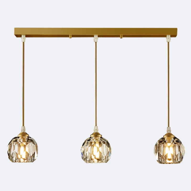 Crystal Geometric Pendant Lighting Fixture Modern LED Gold Suspension Pendant Light Clearhalo 'Ceiling Lights' 'Pendant Lights' 'Pendants' Lighting' 2602925