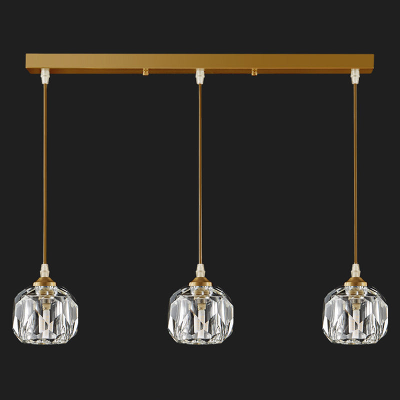 Crystal Geometric Pendant Lighting Fixture Modern LED Gold Suspension Pendant Light Clearhalo 'Ceiling Lights' 'Pendant Lights' 'Pendants' Lighting' 2602926