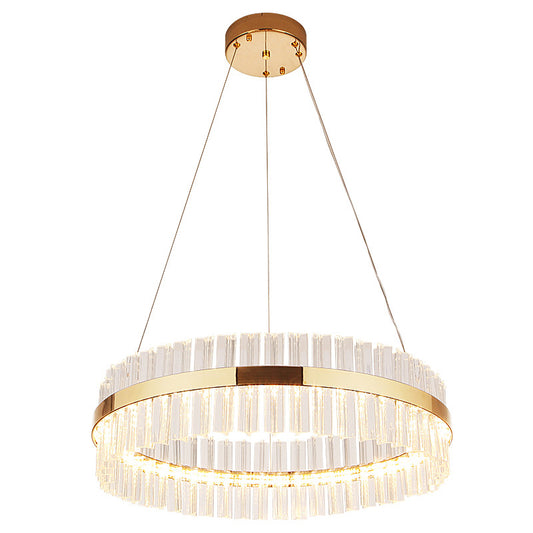 Gold Circular Ring Pendant Lighting Fixture Modern LED Crystal Ceiling Suspension Lamp Clearhalo 'Ceiling Lights' 'Pendant Lights' 'Pendants' Lighting' 2602945