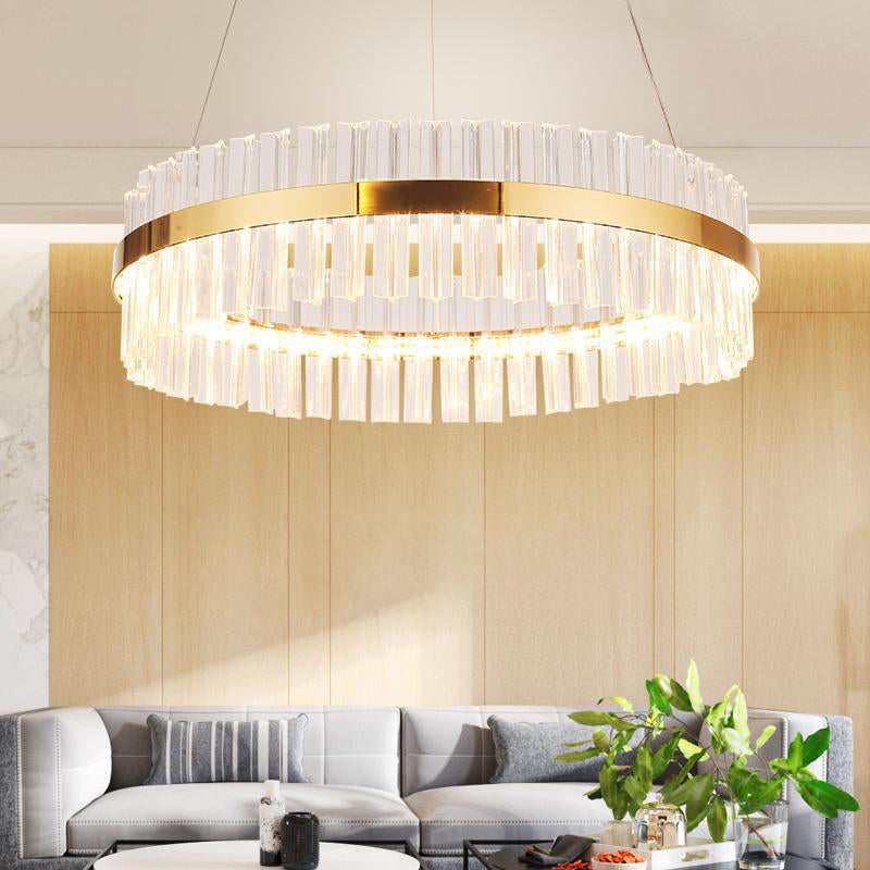 Gold Circular Ring Pendant Lighting Fixture Modern LED Crystal Ceiling Suspension Lamp Clearhalo 'Ceiling Lights' 'Pendant Lights' 'Pendants' Lighting' 2602946