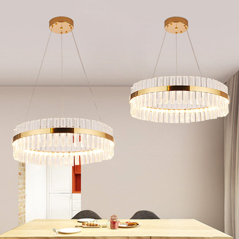 Gold Circular Ring Pendant Lighting Fixture Modern LED Crystal Ceiling Suspension Lamp Clearhalo 'Ceiling Lights' 'Pendant Lights' 'Pendants' Lighting' 2602947