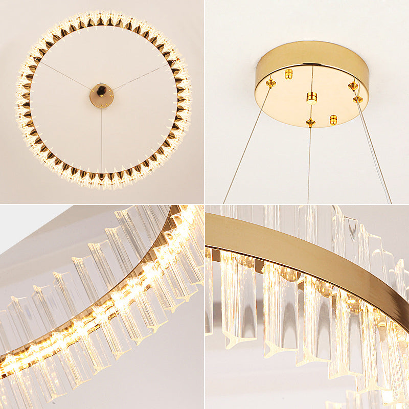 Gold Circular Ring Pendant Lighting Fixture Modern LED Crystal Ceiling Suspension Lamp Clearhalo 'Ceiling Lights' 'Pendant Lights' 'Pendants' Lighting' 2602948