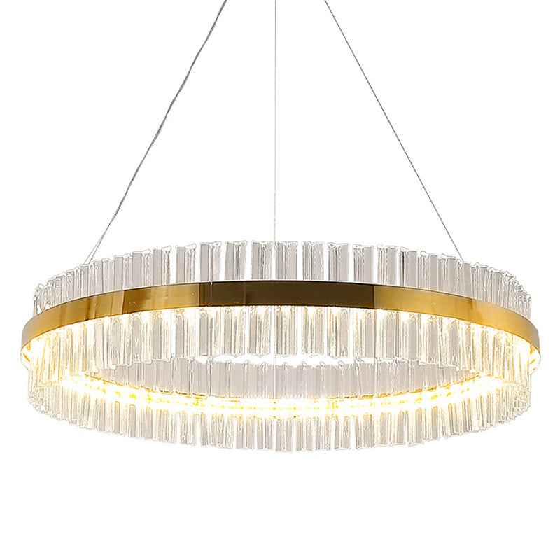 Gold Circular Ring Pendant Lighting Fixture Modern LED Crystal Ceiling Suspension Lamp Gold Clearhalo 'Ceiling Lights' 'Pendant Lights' 'Pendants' Lighting' 2602949