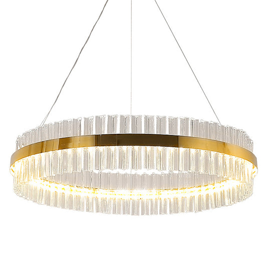 Gold Circular Ring Pendant Lighting Fixture Modern LED Crystal Ceiling Suspension Lamp Gold Clearhalo 'Ceiling Lights' 'Pendant Lights' 'Pendants' Lighting' 2602949