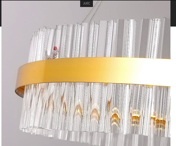 Gold Circular Ring Pendant Lighting Fixture Modern LED Crystal Ceiling Suspension Lamp Clearhalo 'Ceiling Lights' 'Pendant Lights' 'Pendants' Lighting' 2602950