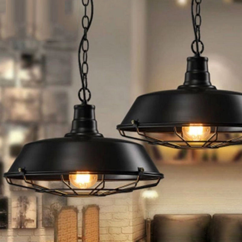 Metal Pendant Lighting Fixture Industrial Black Networked Shop Hanging Ceiling Light Clearhalo 'Ceiling Lights' 'Pendant Lights' 'Pendants' Lighting' 2602997