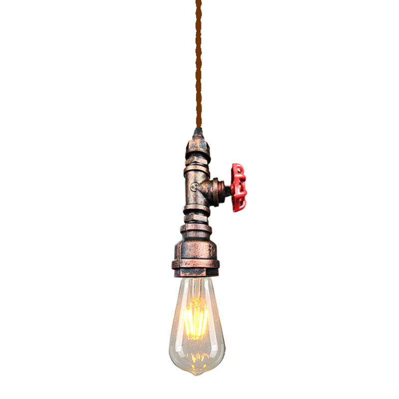 Water Pipe Bar Hanging Pendant Light Vintage Style Metal Pendant Lighting Fixture Rust Clearhalo 'Ceiling Lights' 'Pendant Lights' 'Pendants' Lighting' 2603014