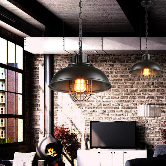 Wire Cage Metal Pendant Lighting Fixture Industrial Dinning Room Hanging Ceiling Light in Black Clearhalo 'Ceiling Lights' 'Pendant Lights' 'Pendants' Lighting' 2603018