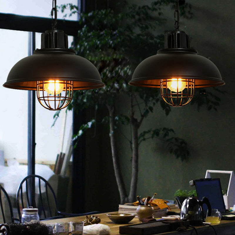 Wire Cage Metal Pendant Lighting Fixture Industrial Dinning Room Hanging Ceiling Light in Black Clearhalo 'Ceiling Lights' 'Pendant Lights' 'Pendants' Lighting' 2603020