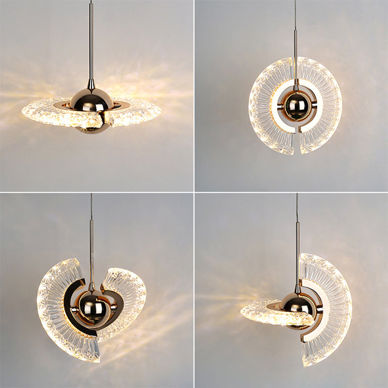 Ring Living Room Hanging Pendant Light Crystal LED Modern Suspended Lighting Fixture in Gold Clearhalo 'Ceiling Lights' 'Pendant Lights' 'Pendants' Lighting' 2603031