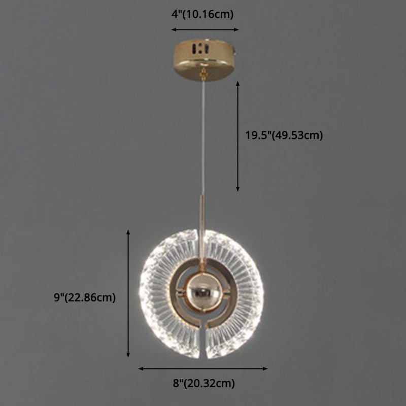 Ring Living Room Hanging Pendant Light Crystal LED Modern Suspended Lighting Fixture in Gold Clearhalo 'Ceiling Lights' 'Pendant Lights' 'Pendants' Lighting' 2603032