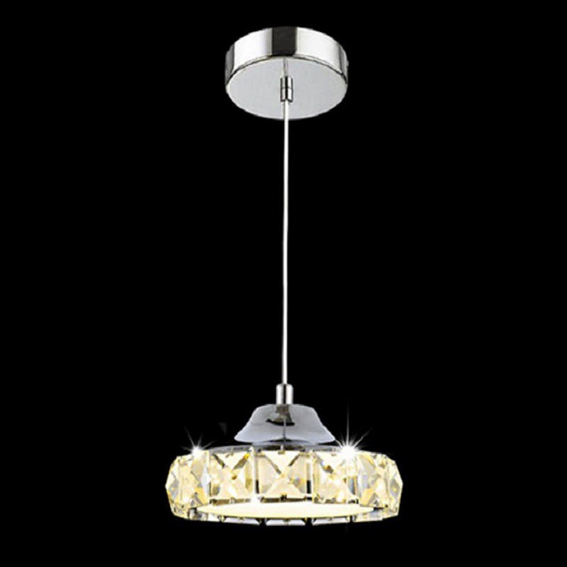 Crystal Disc Suspension Pendant Contemporary Style LED Suspended Lighting Fixture in Silver Silver Clearhalo 'Ceiling Lights' 'Pendant Lights' 'Pendants' Lighting' 2603040