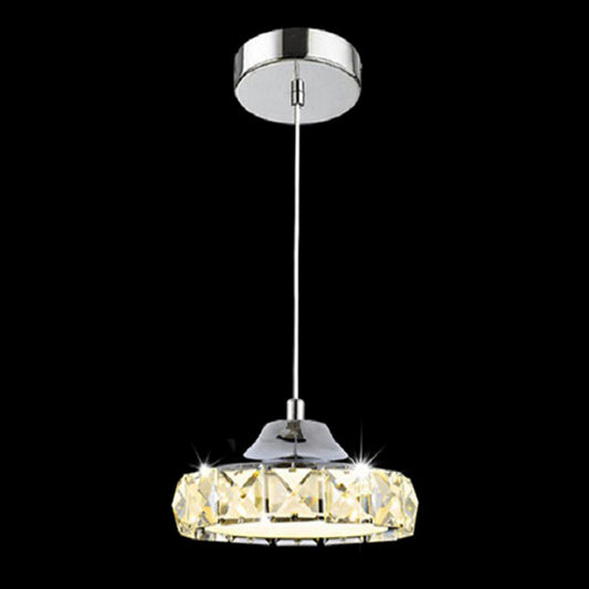 Crystal Disc Suspension Pendant Contemporary Style LED Suspended Lighting Fixture in Silver Silver Clearhalo 'Ceiling Lights' 'Pendant Lights' 'Pendants' Lighting' 2603040