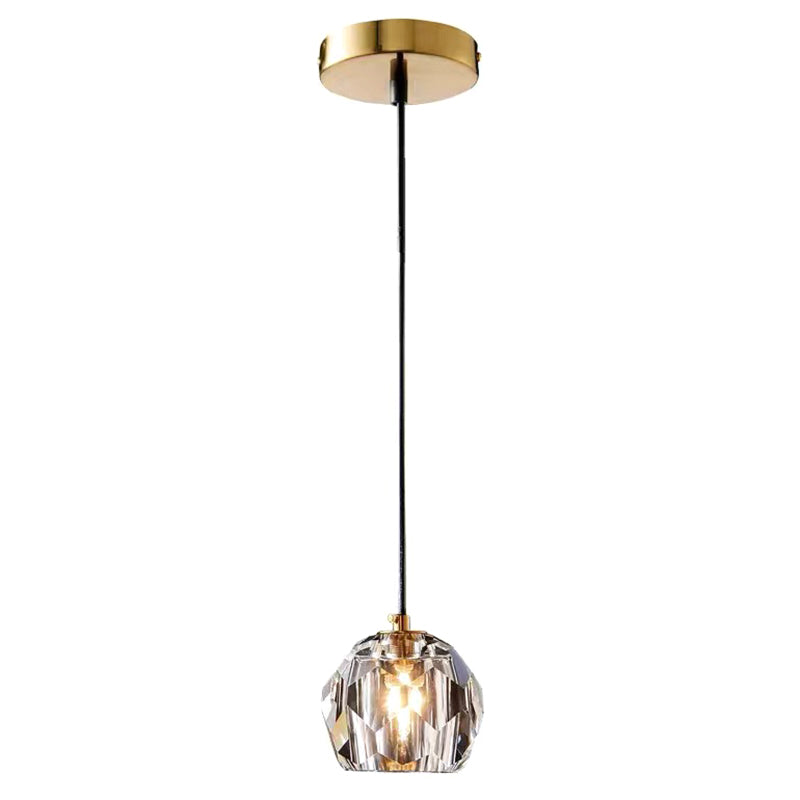 Gold Dome Suspension Pendant Light Contemporary Crystal Pendant Lighting Fixture Clearhalo 'Ceiling Lights' 'Pendant Lights' 'Pendants' Lighting' 2603045