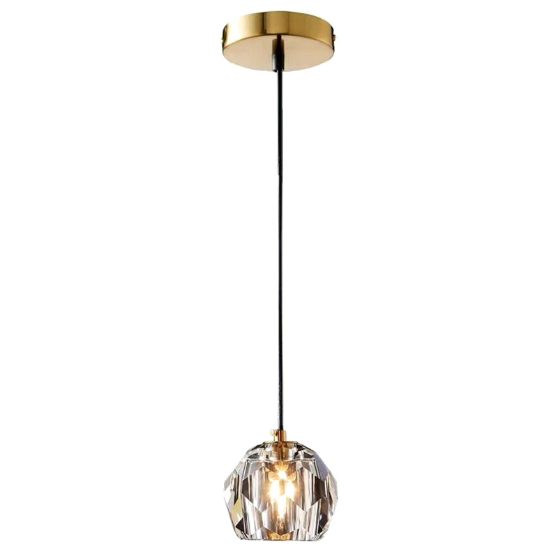 Gold Dome Suspension Pendant Light Contemporary Crystal Pendant Lighting Fixture 1 Gold Clearhalo 'Ceiling Lights' 'Pendant Lights' 'Pendants' Lighting' 2603050