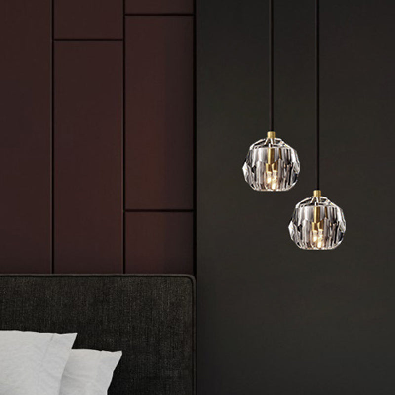 Black Globe Pendant Lighting Fixture Modern Style LED Crystal Suspended Lighting Fixture Clearhalo 'Ceiling Lights' 'Pendant Lights' 'Pendants' Lighting' 2603067